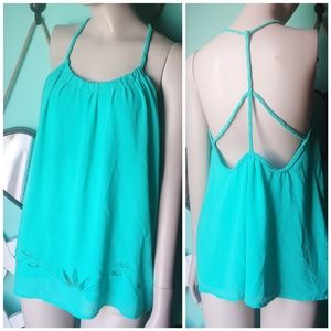 Naked Zebra Teal Open Back Tank Size Small